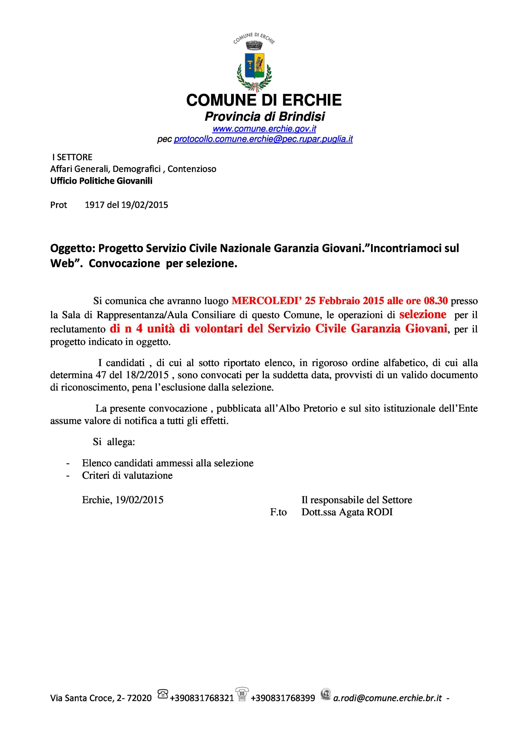 Convocazione candidati page 0