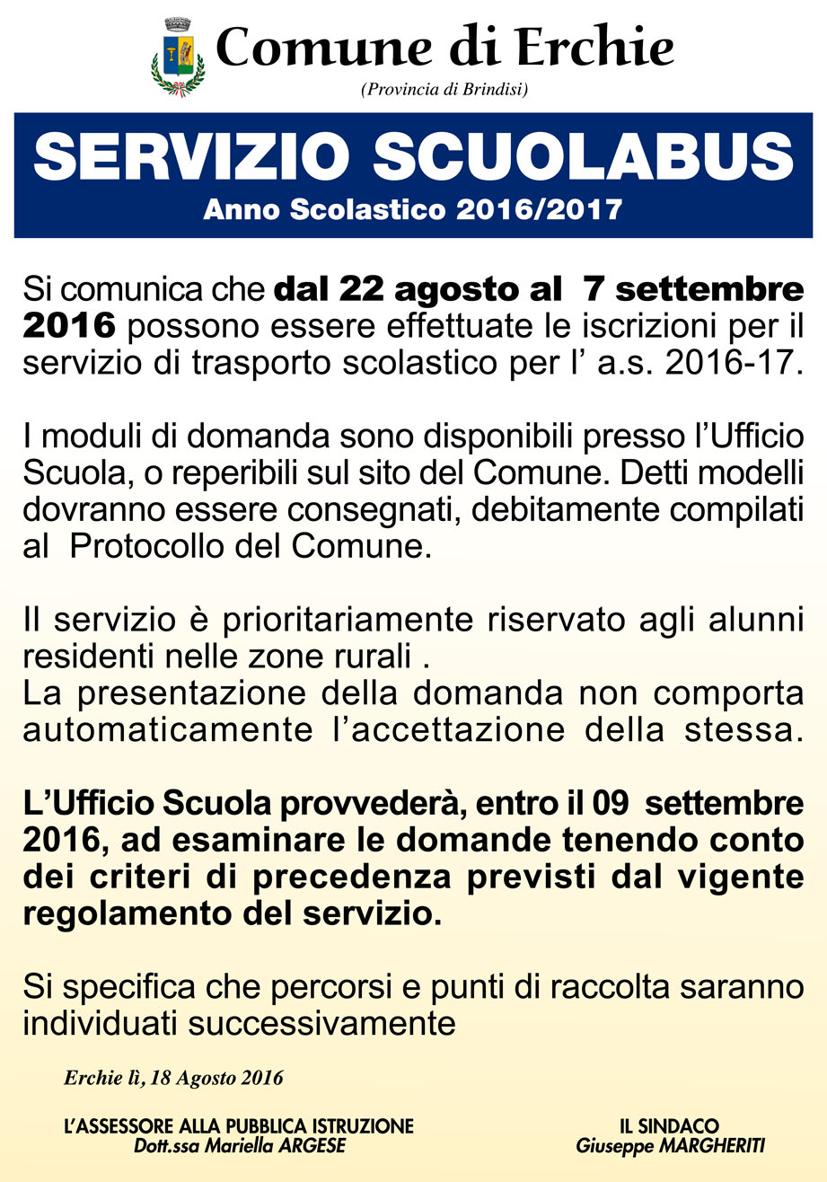 MANIFESTO SCUOLABUS ERCHIE